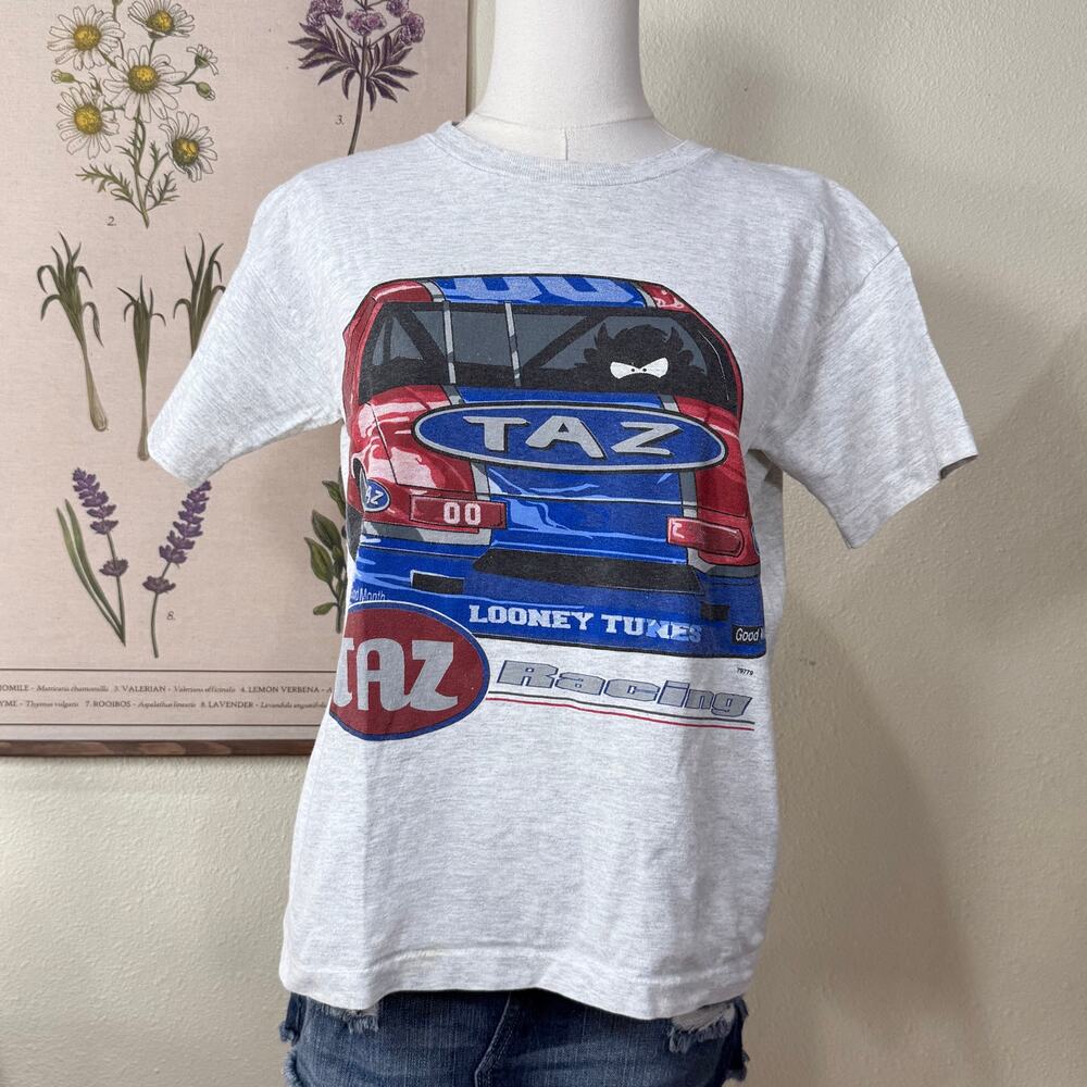 Vintage 90s Looney Tunes Taz Racing Car Single Stitch Graphic T-Shirt Grunge XS